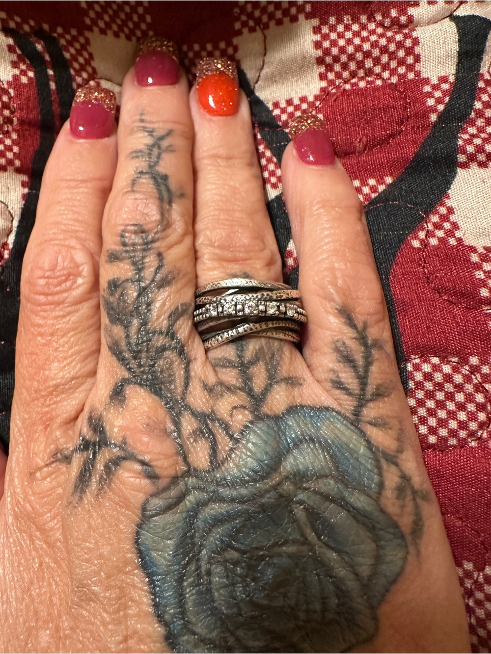 Sterling Silver Multi-Band Stackable Ring with Clear Stones - Silver